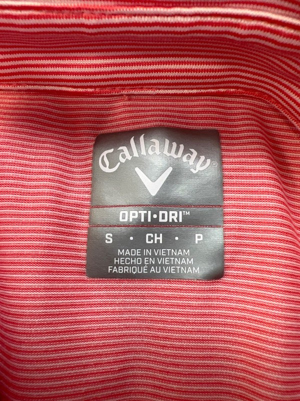 Callaway Men's Pink Striped Opti-Dri Short Sleeve Athletic Golf Polo - S image 3
