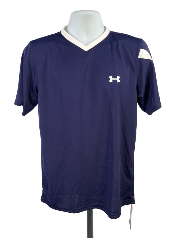 Under Armour Men's Blue/White V Neck Short Sleeve Athletic Tee Shirt - M