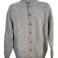 Lands End Men's Gray Knit Mock Neck Long Sleeve Button Up Cardigan Sweater - L