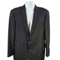 Hickey Freeman Men's Black Wool Pinstripe Long Sleeve Two-Button Blazer - 42R