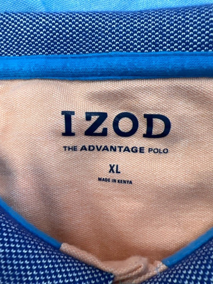 IZOD Men's Blue/Orange Striped Advantage Short Sleeve Polo Shirt - XL image 3