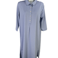 Vineyard Vines Women's White/Blue Sankaty Striped Half Button Shirt Dress - M