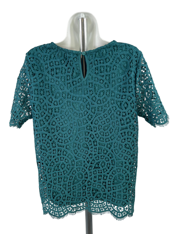 Philosophy Women's Blue Short Sleeve Crochet Shirt - M image 2