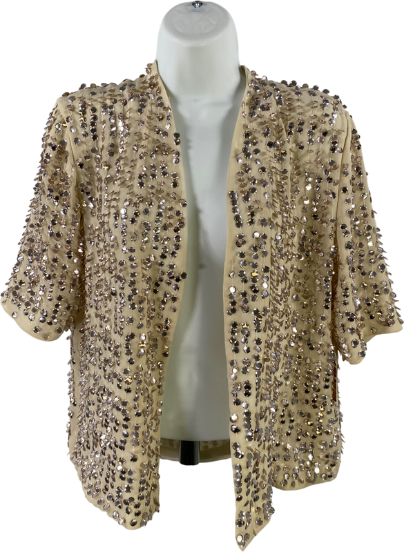 Coldwater Creek Women’s Beige All That Glitter Evening Jacket - 8