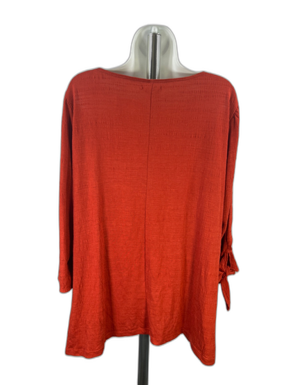 Max Studio Women's Orange 3/4 Tie Sleeve Blouse - Plus 1X image 2