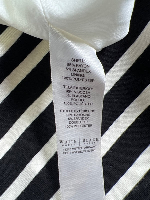 White House Black Market Womens Black/White Striped Zip Close Straight Skirt - 2 image 4