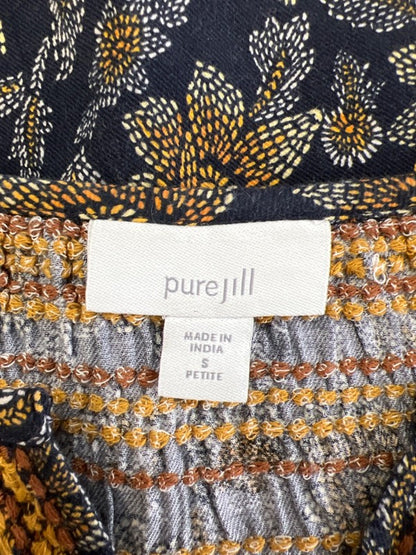 Pure Jill Women's Blue/Orange Floral Embroidered Long Sleeve Blouse - S Petite image 3