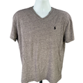 Ralph Lauren Polo Men's Gray Classic V Neck Heather Short Sleeve Tee Shirt - M