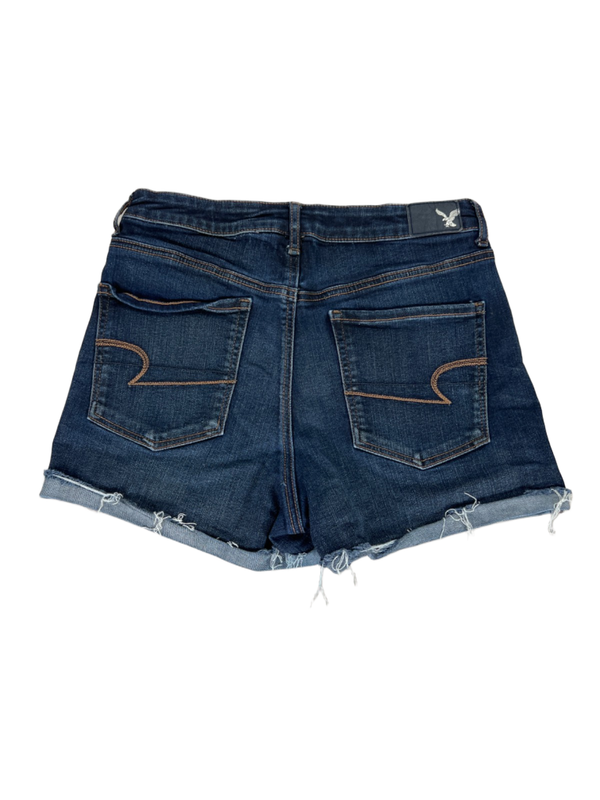 American Eagle Women's Dark Wash Super High Rise Denim X Jean Shorts - 8 image 2