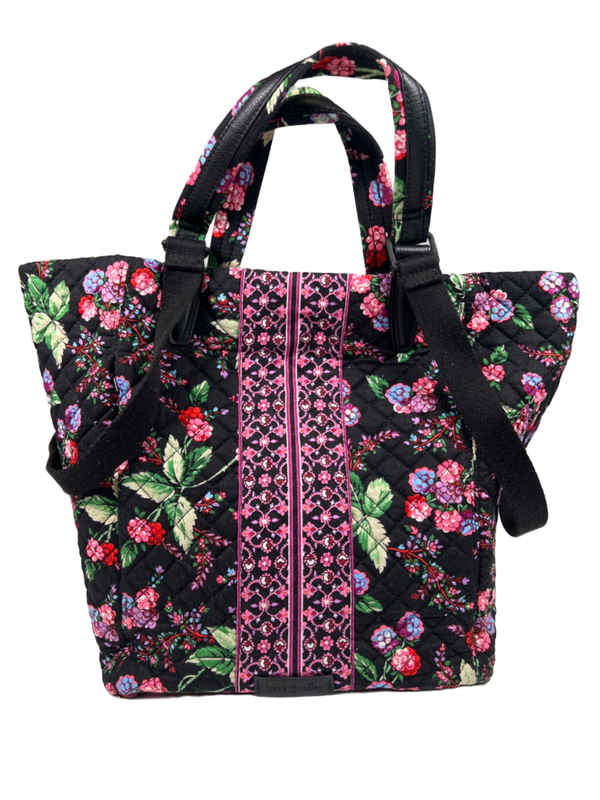 Vera Bradley Women's Black/Pink Winter Berry Change It Up Tote Bag Purse