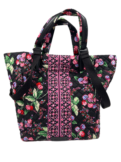 Vera Bradley Women's Black/Pink Winter Berry Change It Up Tote Bag Purse