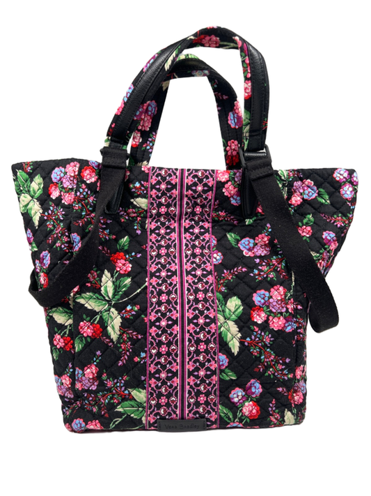 Vera Bradley Women's Black/Pink Winter Berry Change It Up Tote Bag Purse