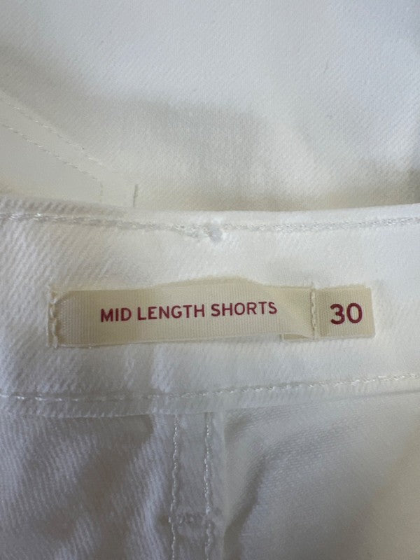 Levi's Women's White Distressed Mid Length Cuffed Denim Shorts - 30 image 3