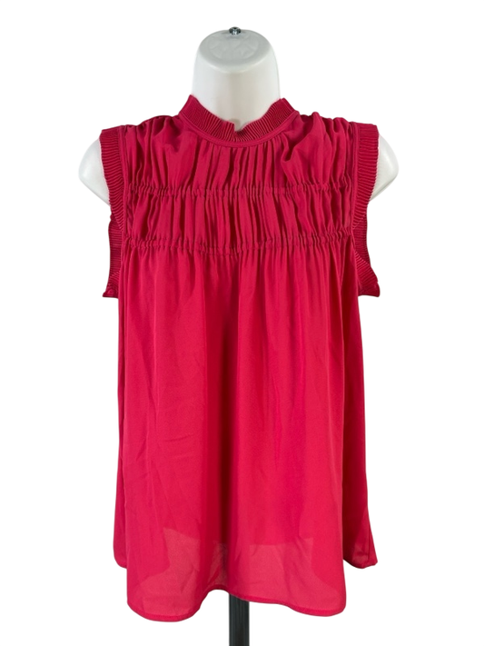 Max Studio Women's Pink Ruffle Trim Crepe Blouse - S