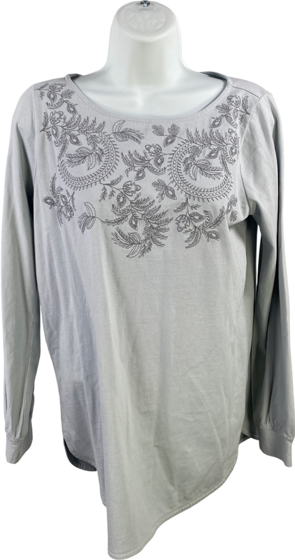 J.Jill Women’s Blue Embroidered Long Sleeve Tunic Shirt - XS