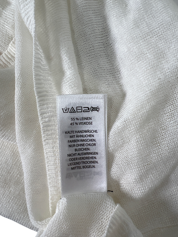 NEW Cynthia Rowley Women’s White 3/4 Sleeve Semi-Sheer Linen Blend Sweater - S image 4