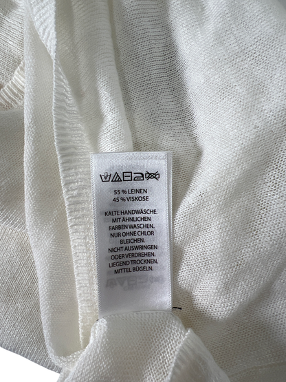 NEW Cynthia Rowley Women’s White 3/4 Sleeve Semi-Sheer Linen Blend Sweater - S image 4