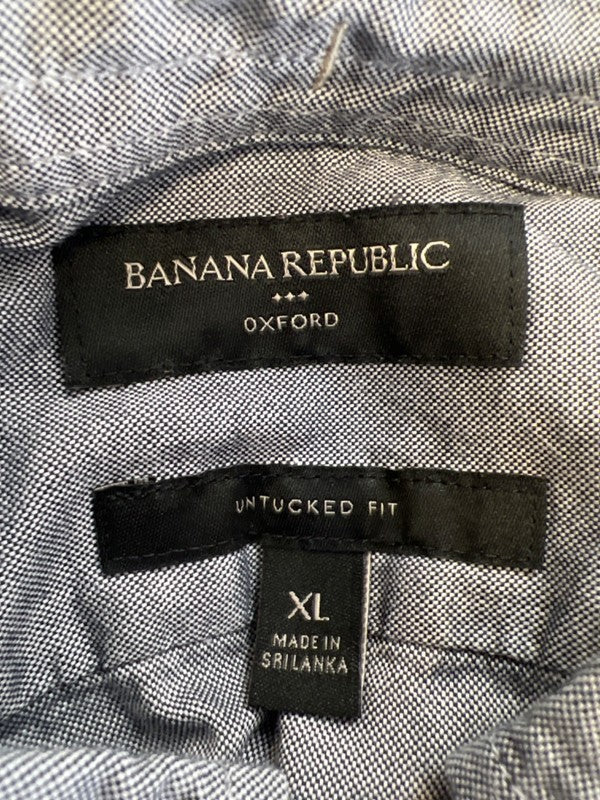 Banana Republic Men's Blue Oxford Untucked Fit Long Sleeve Button Up Shirt - XL image 3