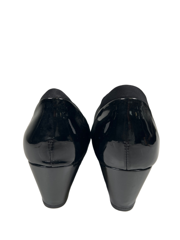 Clarks Women's Black Flores Poppy Patent Leather Wedge Pump Heels - 8 image 4