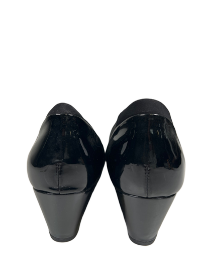 Clarks Women's Black Flores Poppy Patent Leather Wedge Pump Heels - 8 image 4