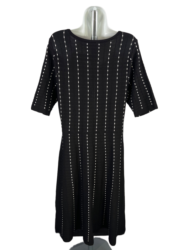 Dressbarn Women's Black/White 1/2 Sleeve Midi Sweater Dress - L image 2