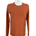 Nordstrom Women's Orange Ribbed Long Sleeve Crewneck Shirt - M