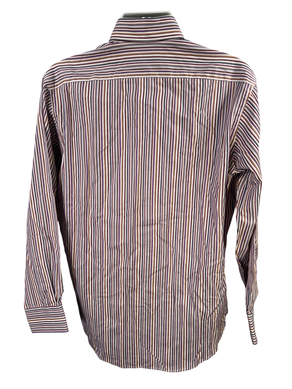 Thomas Dean Men's Purple Striped Long Sleeve Button Up Shirt - L image 2
