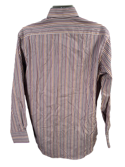 Thomas Dean Men's Purple Striped Long Sleeve Button Up Shirt - L image 2