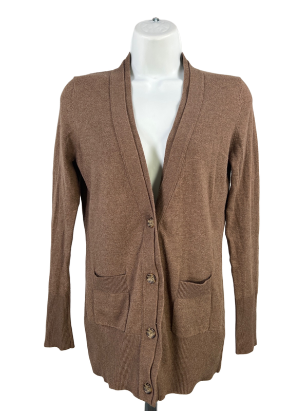 Banana Republic Women's Brown V Neck Button Up Long Sleeve Cardigan Sweater - XS
