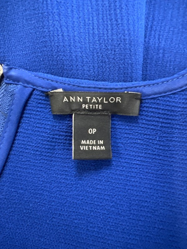 Ann Taylor Women's Blue Textured Sleeveless Mini Dress - O Petite image 3