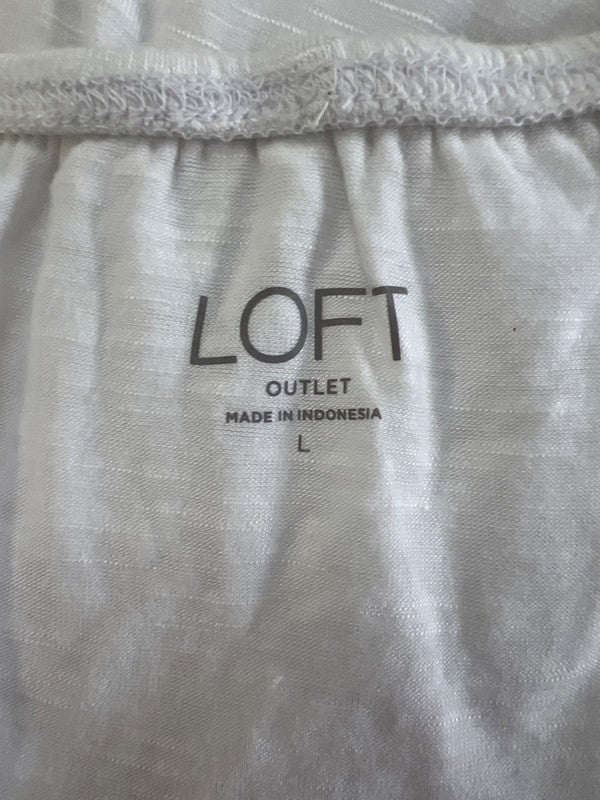 LOFT Women's White Ruffle Trim Blouse - L image 3