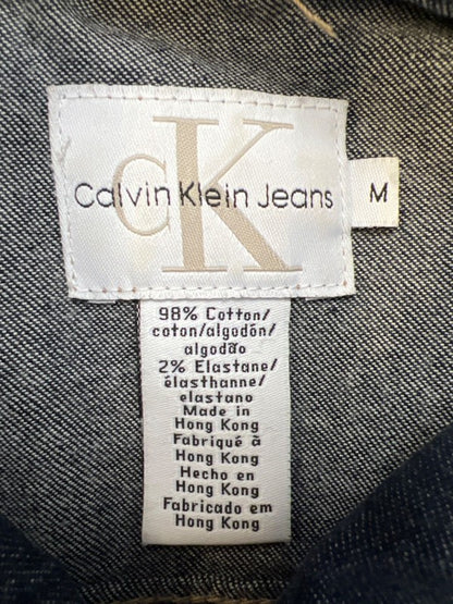 Calvin Klein Women's Dark Wash Button Up Long Sleeve Denim Jacket - M image 3