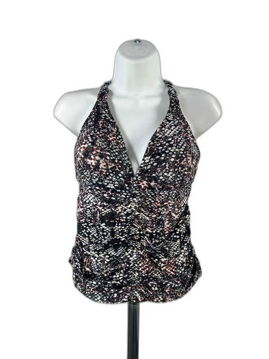 Athleta Women's Black/Teal Aqualuxe Snake Print Tankini Swimsuit Top - L