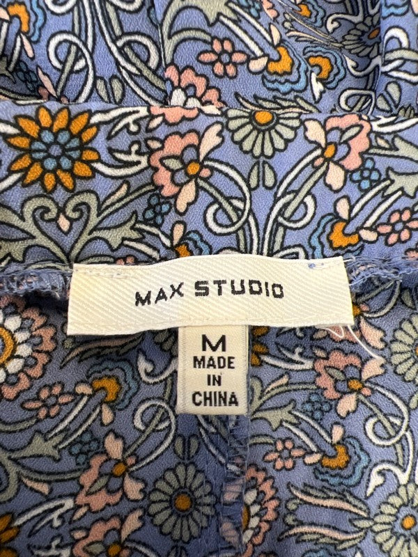 Max Studio Women's Blue Floral Button Detail Flowy Maxi Skirt - M image 3