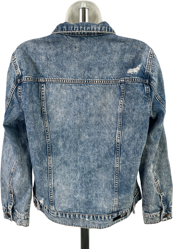 Kut From The Kloth Women’s Light Wash Distressed Jean Jacket - S image 2
