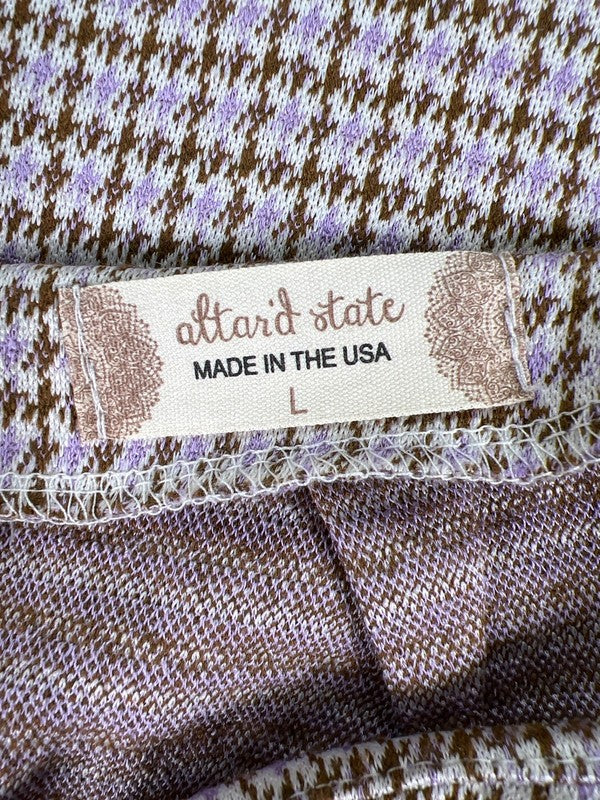 Altar'd State Women's Purple/Brown Houndstooth Mini Skirt - L image 3