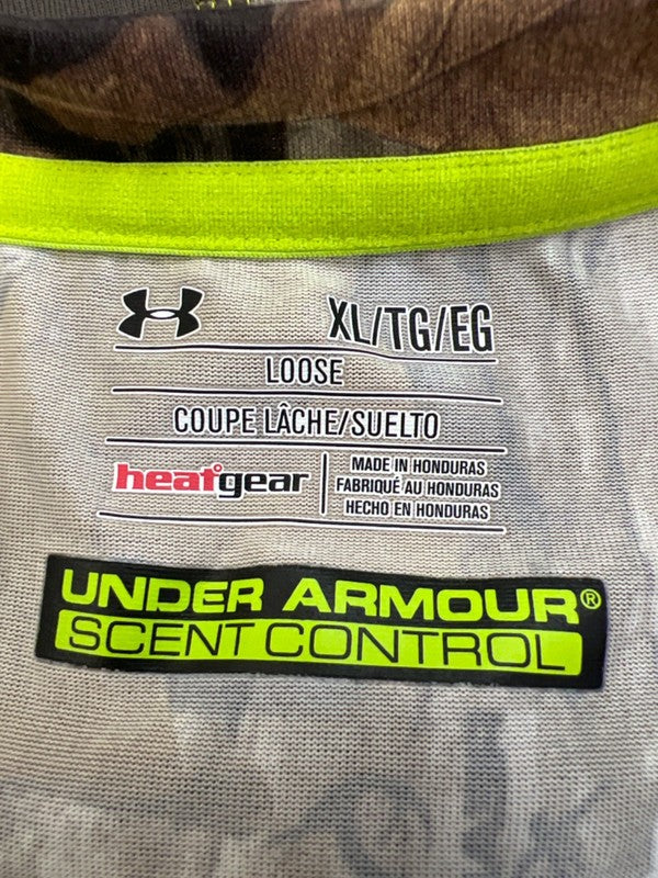 Under Armour Men's Brown Camo HeatGear Scent Control Fitted Athletic Shirt - XL image 3