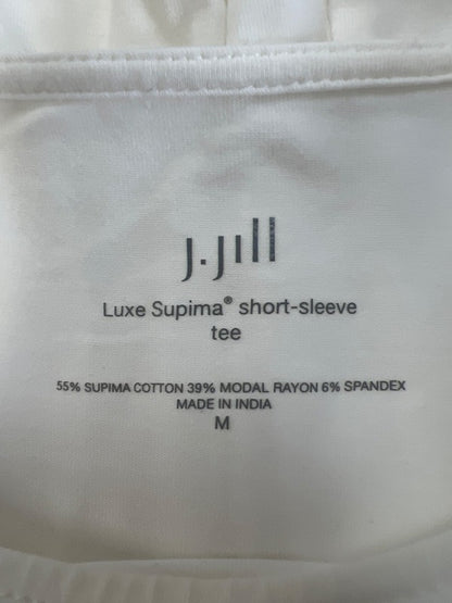 J Jill Women's White Cotton Blend Short Sleeve Tee Shirt - M image 3