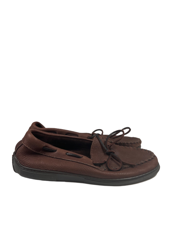 Minnetonka Women's Brown Moosehide Leather Classic Slip On Moccasins - 8