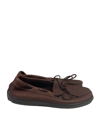 Minnetonka Women's Brown Moosehide Leather Classic Slip On Moccasins - 8