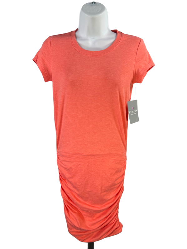 Athleta Women's Orange/Pink Heather Short Sleeve Topanga Tee Dress - XXS