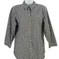 Lauren Ralph Lauren Women's Black/White Gingham Button Up 3/4 Sleeve Shirt - L