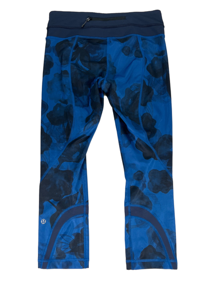 Lululemon Women's Blue Inky Floral Run Inspire Crop II Leggings - 6 image 2