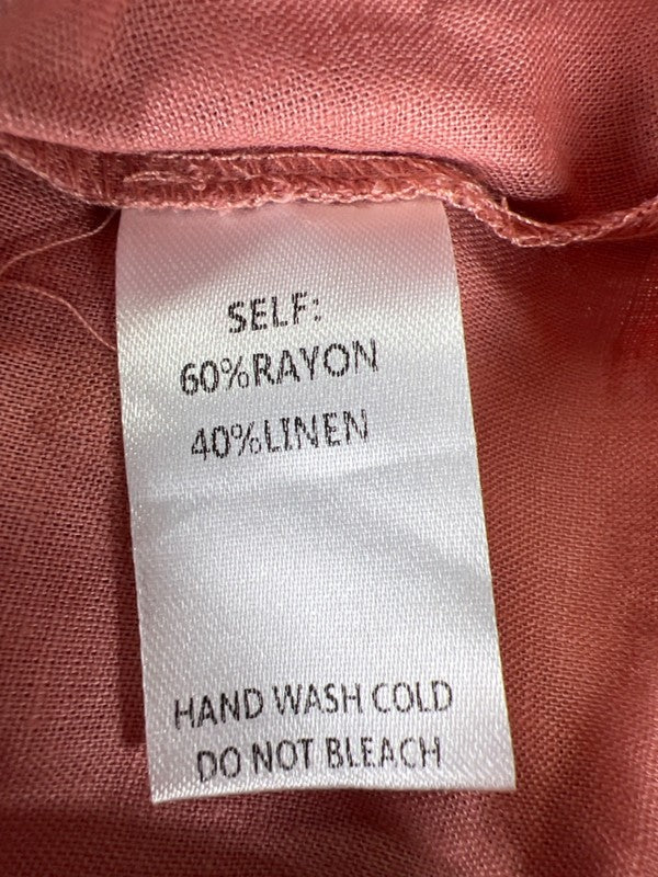 Easel Women's Pink Linen Blend Sleeveless Wide Leg Jumpsuit - L image 4