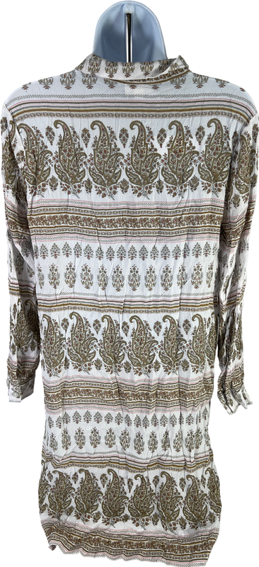 J.Jill Women’s White/Green Sand Dune Long Sleeve Button Up Tunic Shirt - S image 2