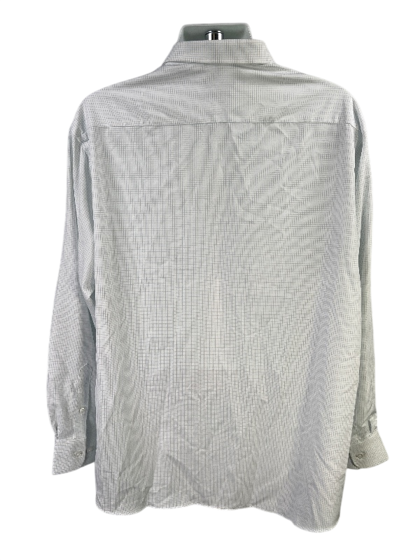 Haggar Men's White/Blue Checkered Print Long Sleeve Button Up Shirt - 34/35 image 2