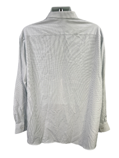 Haggar Men's White/Blue Checkered Print Long Sleeve Button Up Shirt - 34/35 image 2
