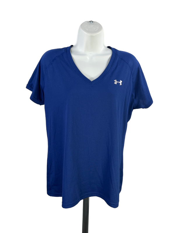 Under Armour Women's Blue Semi-Fitted V Neck Short Sleeve Shirt - L