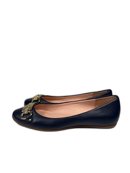 Kate Spade Women's Blue Leather Phoebe Gold Accent Ballet Flats - 7 image 5