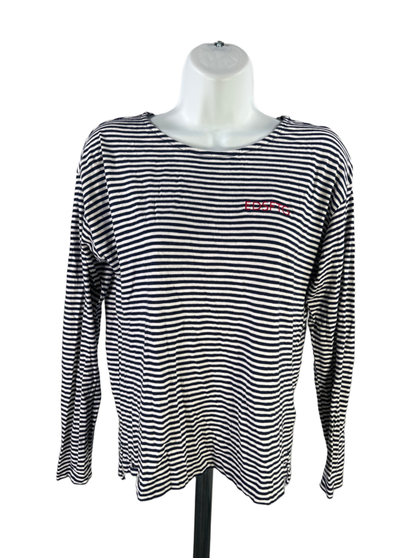 Vineyard Vines Women's Blue/White Striped EDSFTG Motto Long Sleeve Shirt - XXS